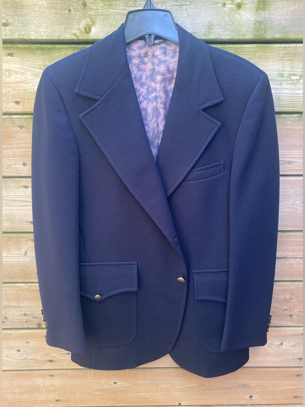 Vintage 70s Simpson Sears Captains Blazer Heavy Double Knit Navy Blue Polyester